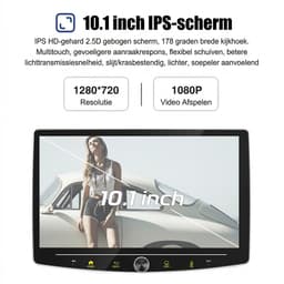 ESSGOO 1DIN Autoradio auto met 10,1 Inch 360° draaibaar scherm - autoradio geschikt voor CarPlay en Android auto - Android 15 4 + 64 GB - Bluetooth FM RDS - multimediaspeler - 12LED-achteruitrijcamera - microfoon — thumbnail 2