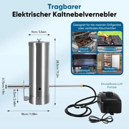 Cellista Rookgenerator BBQ Koud Roken - RVS Smoker Accessoire - Elektrische Luchtpomp - BBQ Rookmachine - Cold Smoke Generator - 1.5L Capaciteit — thumbnail 5