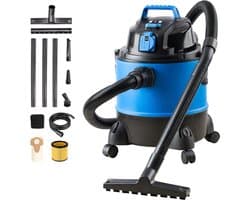 Quvo® Bouwstofzuiger Zonder Zak - Alleszuiger Met Accessoires - Waterzuiger Met 20 Liter Reservoir - Stofzuiger - Met Waterfilter En Blaasfunctie – 1250W - Voor Binnen en Buitenreiniging - Blauw - 33 x 34 cm x 45 cm