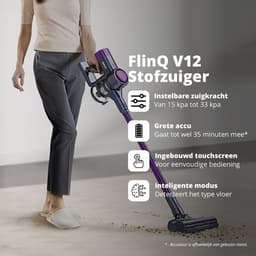 FlinQ Vacuum Cleaner V12 Pro - Steelstofzuiger Draadloos - Stofzuiger zonder Zak - Met Duurzame Accu - Snoerloos en geschikt als Kruimeldief - Paars — thumbnail 4