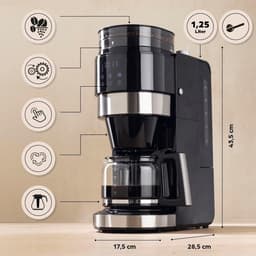 SNJY® Koffiemachine met Bonen - Volautomatische Koffiemachine - Espressomachine - Koffiezetapparaat Bonen - 900 W - Zwart/Zilver — thumbnail 3