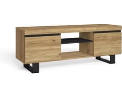 TV Meubel - Dressoir Kast - Woonkamer Inrichting - Met Opbergruimte - 140x40x53 cm - Naturel Eiken Zwart
