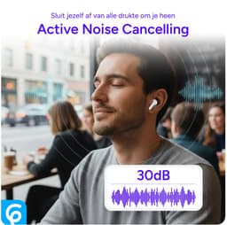 SBG Draadloze Oordopjes - Noise Cancelling - Headset - Bluetooth 5.4 - Earbuds oplaadcase - LED Display - Met Microfoon - Extra dopjes - Wit — thumbnail 3