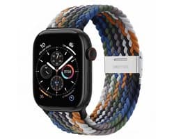 Gemengde kleur nylon horlogebandje geschikt voor Apple Watch dames en heren 42mm (serie 1 / 2 / 3) / 44 mm / 45 mm / 46 mm (serie 10 / 11) / 49 mm (Ultra / Ultra 2), elastisch gevlochten smartwatch bandje zonder gesp