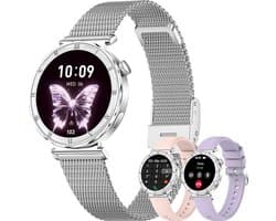 Kleine Ronde Smartwatch Dames met 1.27" AMOLED Scherm - Fitness Tracker, Hartslag, Slaap, IP67 Waterdicht, Bluetooth Bellen (Android/iOS)