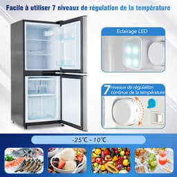 Zubaliya Koelvriescombinatie 106 Liter - Zwart & Zilveren Mini Koelkast Met 7 Temperatuurstanden - Energiezuinig & Stil (≤45 dB) — thumbnail 4