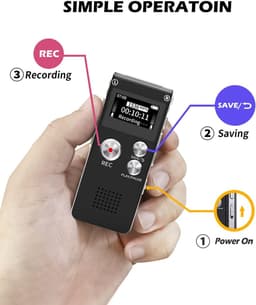 Digitale Spraakrecorder 64GB - USB Oplaadbaar - Met Afspeling - Geüpgradeerd Kleine Dictafoon - Lesopname Apparaat - Cassettespeler - Spraakregistratie Tool - Ideaal voor Colleges - Zakenvergaderingen - Studeren - Notulen Opnemen — thumbnail 4