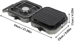 Draagbare gasbarbecue met 2 branders, campingkooktoestel met antiaanbakplaat en verchroomde roosters, veiligheidsuitschakeling — thumbnail 2