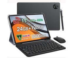 Tablet Blackview ZENO 10 - 5G LTE - 24GB RAM - 128 GB ROM - 8800mAh -Gemini Al - Android 15 - 11 inch - 2K FHD+ gamingtablet - pc-modus - Widevine L1 - OTG - Met Toetsenbord, slimme pen, Muis - Zwart