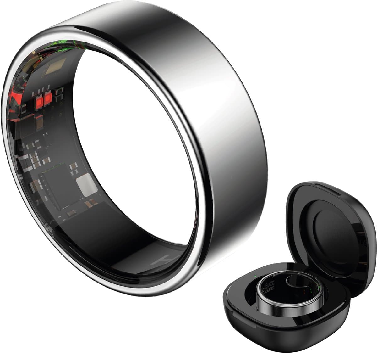 HAALE II Smart Ring met Oplaadcase - Brushed Silver - Size 8 — afbeelding 1