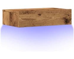 Zwevend TV-meubel met LED-verlichting in Oude Houtkleur