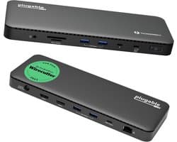 Thunderbolt 4 Dockingstation met 100 W opladen, 40 Gbps, 2x HDMI, 1x USB-C 10 Gbps, 4x USB 3.0, Gigabit Ethernet, SD/Micro-SD, Audio, K-slot - Zwart - TBT4-UD5