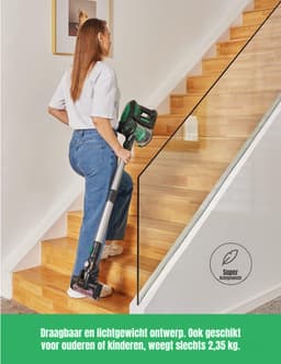 Nexvo® 6-in1 Steelstofzuiger Zonder Zak op Accu - Steelstofzuiger Draadloos Uitschuifbaar - Kruimeldief Snoerloos best Verkocht 25KPA – Zwart/Groen - ‎17cm x 8cm x 10cm — thumbnail 2