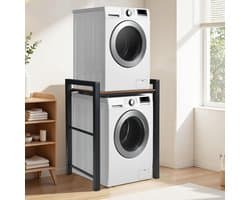Wasmachine en Droger Rek - Verstelbaar Hoogte en Snel te Monteren - Zwart