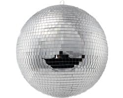 KIMU® Discobal met Motor Ø 50 cm Professioneel - Discobol Groot Zilver Spiegeltjes 10x10mm - Spiegelbol Disco Bal Bol - Feest Feestje Discolamp Decoratie Space Glitters Festival