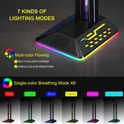 RGB Headset Standaard met 2 USB 2.0 Poorten - Universele Koptelefoonhouder voor PC en Gaming Setup — thumbnail 4