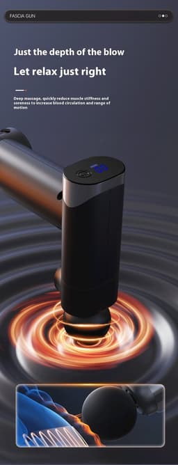 Massagepistool - Verlengde Bocht - Zwart - 32 Standen - LCD Display - Oplaadbaar - 25W - Diepe Weefselmassage - Rugmassage - Spierherstel - Mini Draagbaar — thumbnail 4