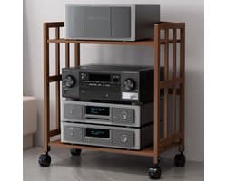 AV Standaard - Hifi Meubel - Entertainment Opbergen - Verrijdbaar Met Wielen - 60x38 cm - Bruin