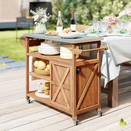 Tuin Wagen - Buiten Keuken - Buiten Koken - Roestvrij Staal Werkblad - 118 x 47 x 92 cm — thumbnail 1
