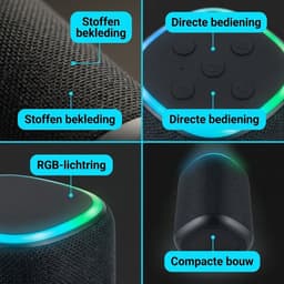Cheqo® Bluetooth Speaker - Draadloze Speaker - Mini Bluetooth Speaker - Portable Speaker - Bluetooth Box - Bluetooth Luidspreker - Draadloze Luidspreker - Speaker met Licht - Bluetooth Speaker met Licht — thumbnail 3