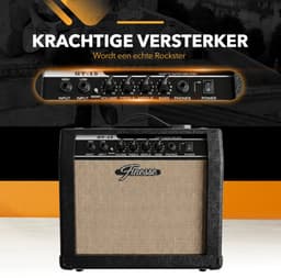 Finesse Elektrische Gitaar met Versterker - met Videocursus - TE Gitaar - Volwassenen - Kind - Zwart — thumbnail 3