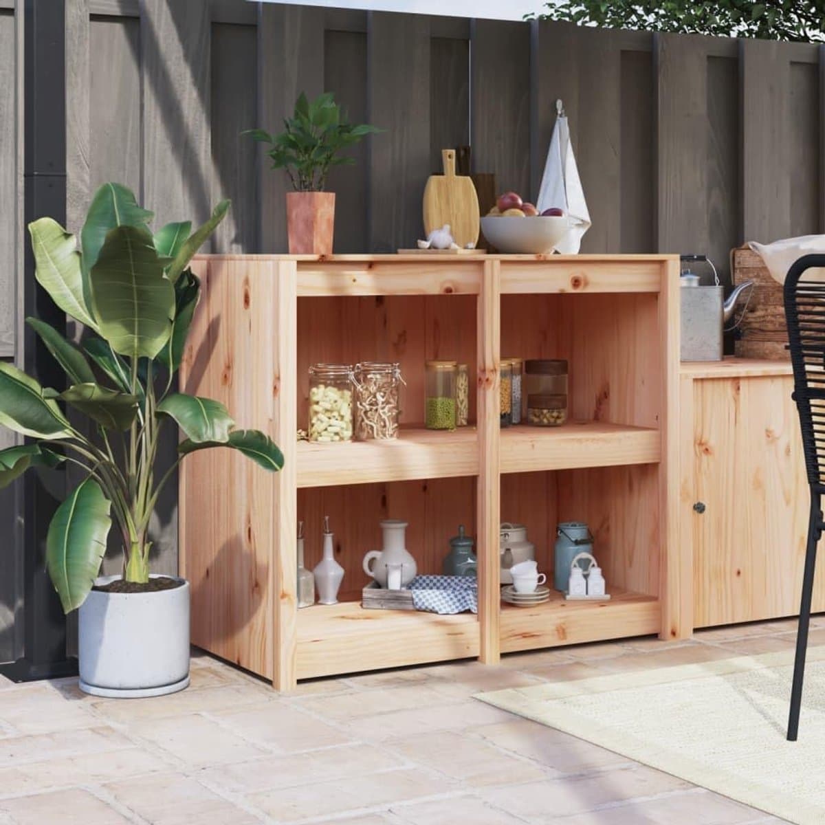 Outdoor Keukenkast - Tuinkast Opbergkast - Buiten Koken - Modulair Ontwerp - 106 x 55 x 92 cm - Houtkleur — afbeelding 1