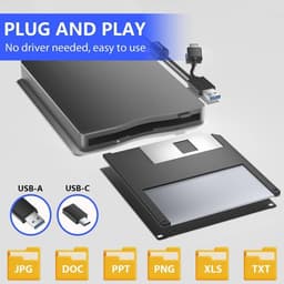 Externe Floppy Drive - 3.5 Inch Lezer - Oude Data Lezen - USB Type-C Connectie - 19x17x4 cm - Zwart — thumbnail 3