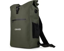 Craved Enkele Fietstas 3 in 1 Transit - 28L - Geschikt voor E-Bikes - Olijfgroen - Waterdicht - Met schouderband - Laptop vak