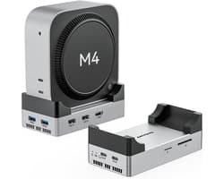 10-in-1 Dockingstation voor Mac Mini met M.2 NVMe SSD-behuizing en Dual 4K HDMI