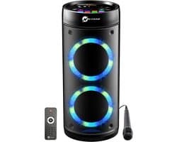 Draagbare Bluetooth Speaker met Karaoke Microfoon en LED Discolampen, 600 Watt