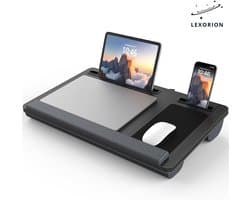 Lexorion SoftBase – Laptoptafel / Lapdesk – Met Kussen & Ergonomische Polssteun – Geïntegreerde Muismat – Laptop Bedtafel voor Bed en Bank - Zwart