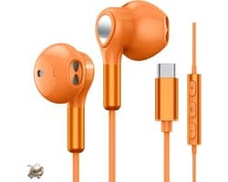 USB C Oordopjes met Microfoon en Volumeregeling - Bedrade USB Type C Koptelefoon voor Samsung Galaxy S25 S24 S23 Ultra S22 S21 FE S20 A54 A53 - en - iPhone 17 16 15 Pro Max - In-Ear Headset voor Heldere Geluidskwaliteit en Comfortabele Pasvorm
