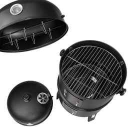 NaevaMi Houtskool grill - 3-in-1 bbq - Ø41 cm - bbq Houtskool - Briketten - Houtskoolbarbecues - Met deksel en Thermometer - Incl Geïntegreerde waterbak - Multifunctionele Houtskoolgrill - Smoker - Zwart — thumbnail 5