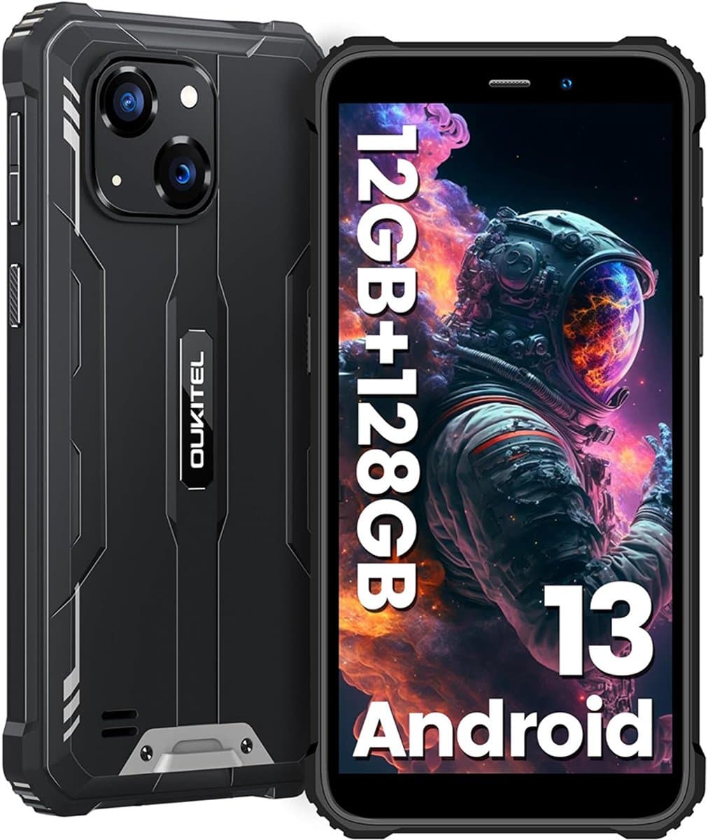 OUKITEL WP32 Rugged Smartphone - IP68/IP69K Outdoor Telefoon - Dual SIM 4G - 12GB RAM - 128GB ROM - 6300 mAh - 5,93 inch - GPS, NFC, OTG - Zwart — afbeelding 1