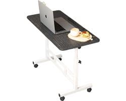 Mobiel Sta-bureau Zit-sta bureau Verrijdbaar - Voor Thuiskantoor & Laptop - Verstelbare Hoogte - Witte Sta-tafel met Wielen - zit sta bureau verstelbaar bureau - Zwart 60x40cm