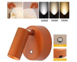 Draadloze LED-wandlamp Met Magnetische Bevestiging, Oplaadbaar Via USB, Zelfklevend, Spotlamp Met Aanraakschakelaar, Dimbaar in 3 Kleuren, Verstelbare Hoek, Bedlampje, Accentverlichting Voor Kunstwerken – Oranje