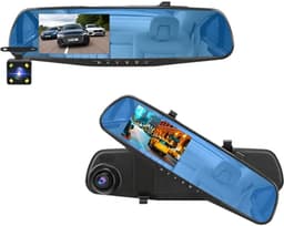 Dashcam voor Auto - Dashcam 4.3 Inch - Full HD 1080P Auto Rij Recorder - Achteruitkijkspiegel DVR - Nachtzicht & Bewegingsdetectie - Zonder Geheugenkaart - Zwart — thumbnail 1