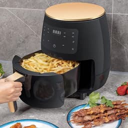 Heteluchtfriteuse - Airfryer - Hetelucht Circulatie Kooktoestel - 4,5L - 1400W - Smarttouch AirFryer - Intelligente diepeluchtfriteuse - Zwart — thumbnail 2