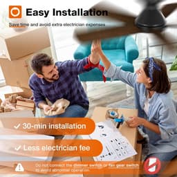 Plafondventilator Ø 132 cm met verlichting - zwart – stille ventilator – top kwaliteit - energie zuinig – met remote - ventilator voor laag plafond - 6 snelheden - warm wit licht - dimsysteem - zomer en winter stand – bruine ventilator — thumbnail 5