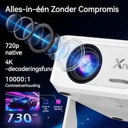 Mini beamer - XNAN smart projector - Android 11 - WiFi 6 - Bluetooth - 4K ondersteuning - 720p native - automatische keystone - draagbare home cinema beamer - handmatige focus - 40 tot 120 inch - 1 tot 4 m projectieafstand - compact formaat - wit — thumbnail 3