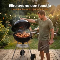 Lomera Kogelbarbecue - Houtskoolbarbecue - Houtskool BBQ - Kogelgrill - Ronde Barbecue - Ronde Houtskoolbarbecue - Barbecue met Deksel - Barbecue op Wielen - Verrijdbare Barbecue - Zwarte Kogelbarbecue — thumbnail 4