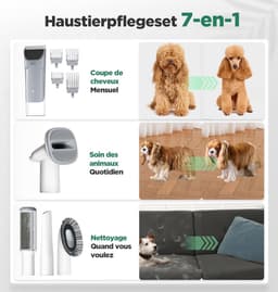 Huisdier Stofzuiger - Verzorgingsset - Vacht Trimmen - 12000 Pa Zuigkracht - 445 x 195 cm — thumbnail 5