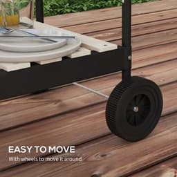 Premie Houtskool Barbecue - in Hoogte Verstelbaar Grillrooster - Grilloppervlak 53x34cm - met Houten Plank en Wielen - BBQ voor Kamperen, Buiten, Tuin - 103x47x95 cm - Rood — thumbnail 5