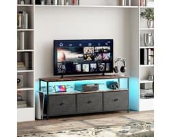 TV Kast Metaal - Media Meubel - Woonkamer Inrichting - Met Verstelbare LED - 108 x 57 x 30 cm