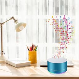 Oneay Mini draadloze speaker, draagbare Bluetooth-speaker met HD-geluid, 4 uur speeltijd, ingebouwde microfoon, TF-kaartsleuf, FM-radio en ledverlichting voor thuis en op reis - Blauw — thumbnail 3