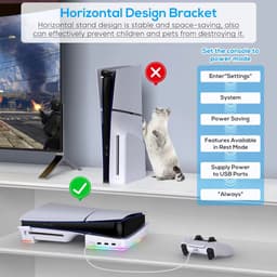 Horizontale PS5 Slim & Pro Stand met RGB LED 14 Modus Licht - 4-Port USB Hub - Koelstandaard & Antislip - Compatibel met Disc & Digital Edition - Console Accessoire 2026 - Ideaal Voor Gameliefhebbers - Zwart — thumbnail 2