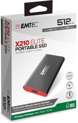 Emtec X210 Externe SSD-harde schijf USB 3.2-512 GB (zwart/rood) — thumbnail 5