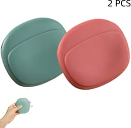 2 stuks - siliconen koptelefoonorganizer - opbergdoosje voor datakabels - draagbare organizer - voor bedrade koptelefoons, kabel, oplader, USB-stick - rood-groen - 9.2×8cm — thumbnail 1