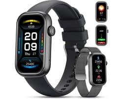 HD Smartwatch Mannen & Vrouwen met Stappenteller, Hartslagmeter, Slaap- & SpO2-Monitoring, 100 Sportmodi, IP68 Waterdicht Android/iOS