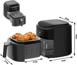 Core® Airfryer XXL - Mini-oven - Heteluchtfriteuse - 14L - 11 Programma's - Zwart - 31cm x 31cm x 32cm — thumbnail 6